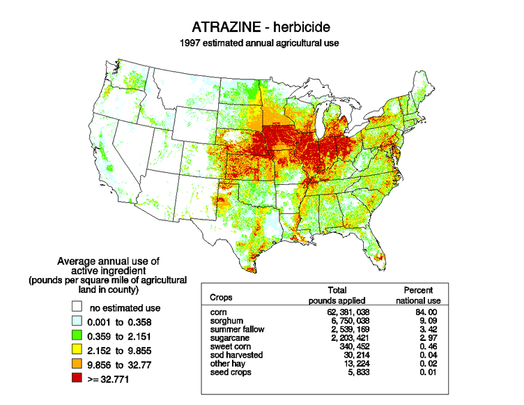 US Map about Atrazine