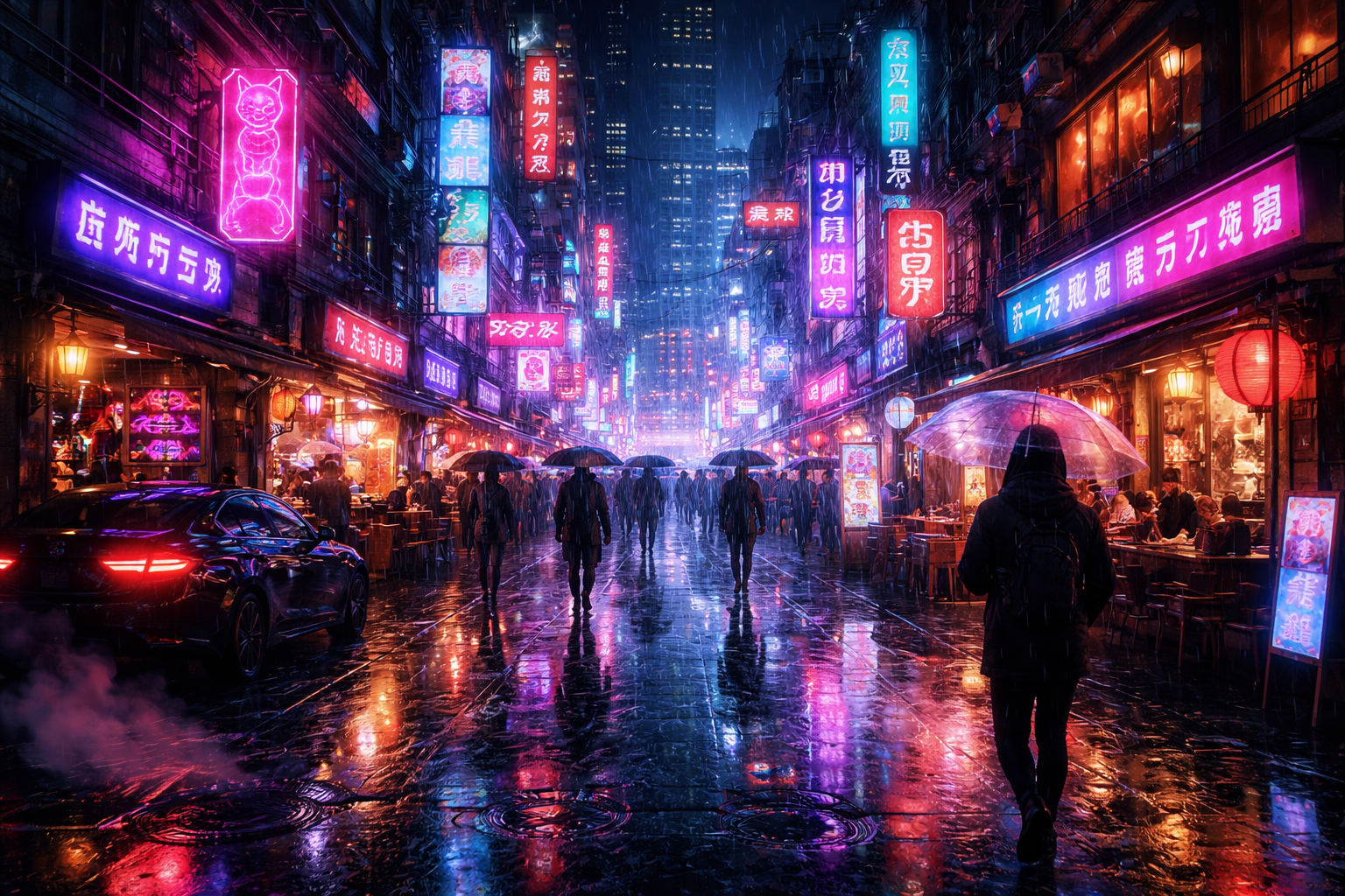 Cyberpunk scene generated by ChatGPT from OpenAI